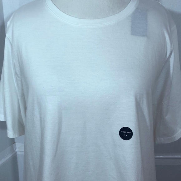 Lands’ End 2X Relaxed Fit Tip White Short Sleeves - Picture 2 of 8